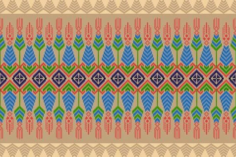 Ethnic pattern seamless geometric,Aztec embroidery border seamless patterns. Stock Illustration