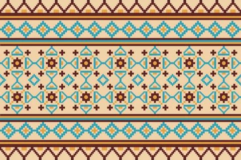 Ethnic pattern seamless geometric,Aztec embroidery border seamless patterns. Stock Illustration
