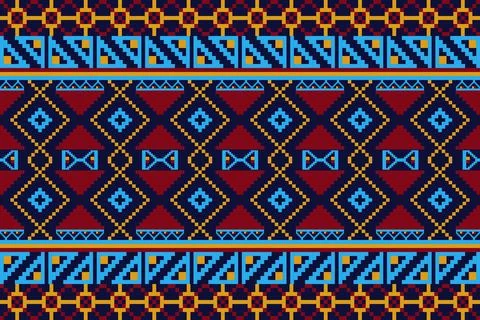 Ethnic pattern seamless geometric,Aztec embroidery border seamless patterns Stock Illustration