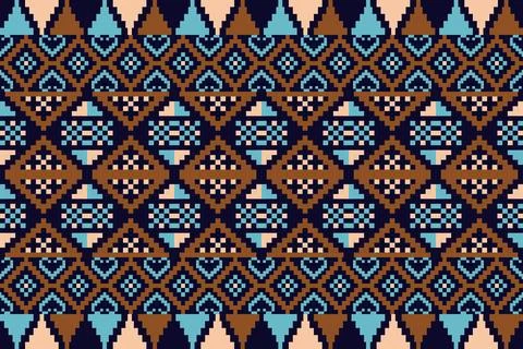 Ethnic pattern seamless geometric,Aztec embroidery border seamless patterns Stock Illustration