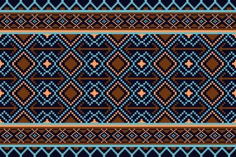 Ethnic pattern seamless geometric,Aztec embroidery border seamless patterns Stock Illustration