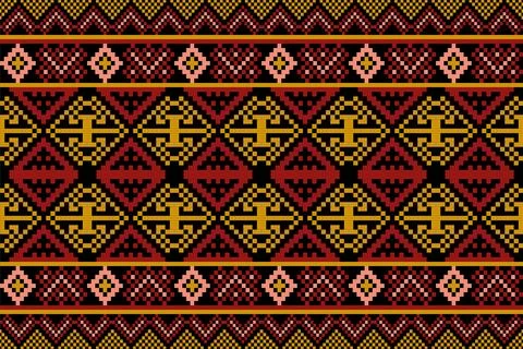 Ethnic pattern seamless geometric,Aztec embroidery border seamless patterns Illustrazione stock