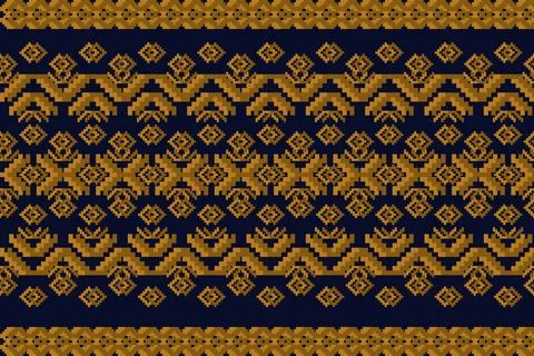 Ethnic pattern seamless geometric,Aztec embroidery border seamless patterns Stock Illustration
