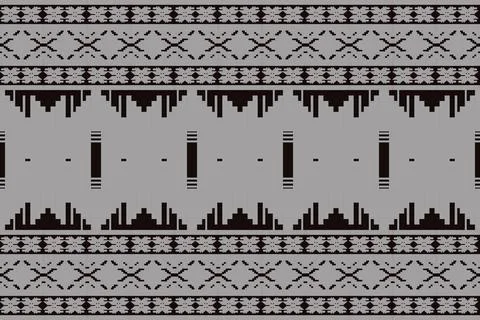 Ethnic pattern seamless geometric,Aztec embroidery border seamless pattern 스톡 일러스트