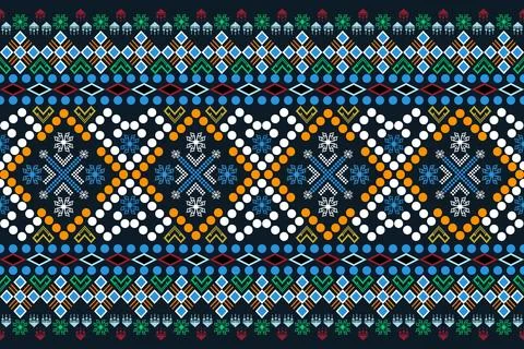 Ethnic pattern seamless geometric,Aztec embroidery border seamless patterns イラスト素材
