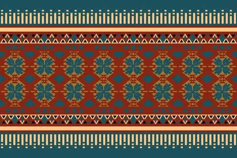 Ethnic pattern seamless geometric,Aztec embroidery border seamless patterns イラスト素材