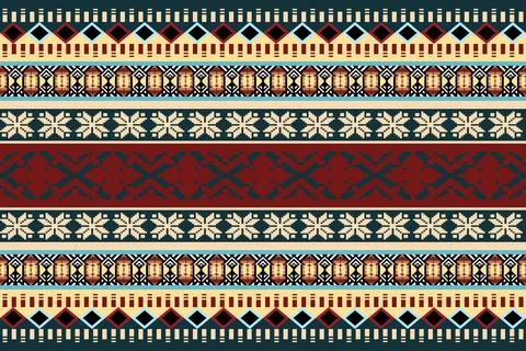 Ethnic pattern seamless geometric,Aztec embroidery border seamless patterns Stock Illustration