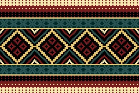 Ethnic pattern seamless geometric,Aztec embroidery border seamless patterns Stock Illustration