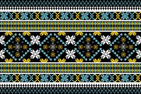 Ethnic pattern seamless geometric,Aztec embroidery border seamless patterns Illustrazione stock
