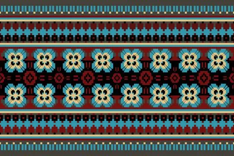 Ethnic pattern seamless geometric,Aztec embroidery border seamless patterns Illustrazione stock