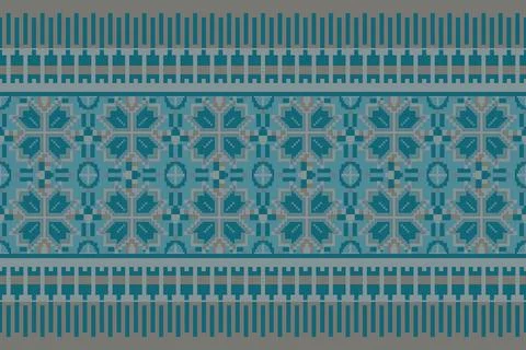 Ethnic pattern seamless geometric,Aztec embroidery border seamless patterns Stock Illustration