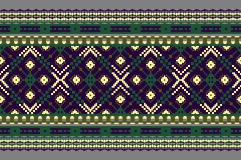 Ethnic pattern seamless geometric,Aztec embroidery border seamless patterns Illustrazione stock
