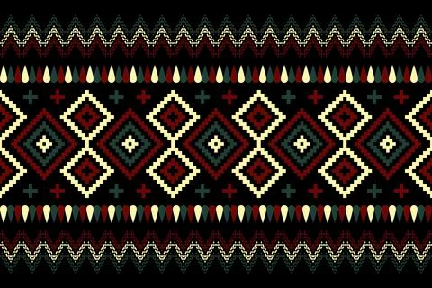 Ethnic pattern seamless geometric,Aztec embroidery border seamless pattern Stock Illustration