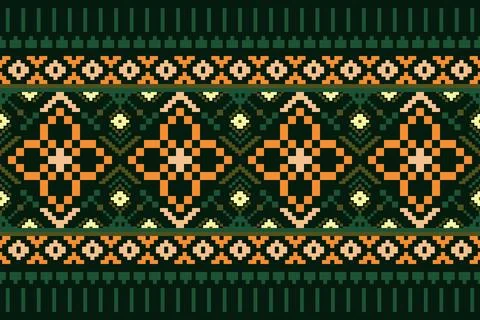 Ethnic pattern seamless geometric,Aztec embroidery border seamless patterns Stock Illustration