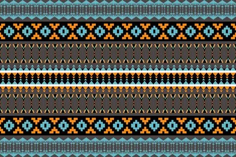 Ethnic pattern seamless geometric,Aztec embroidery border seamless patterns Stock Illustration