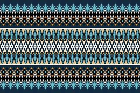 Ethnic pattern seamless geometric,Aztec embroidery border seamless pattern Stock Illustration