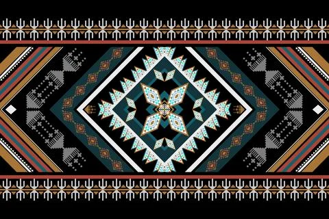 Ethnic pattern seamless geometric,Aztec embroidery border seamless patterns Stock Illustration