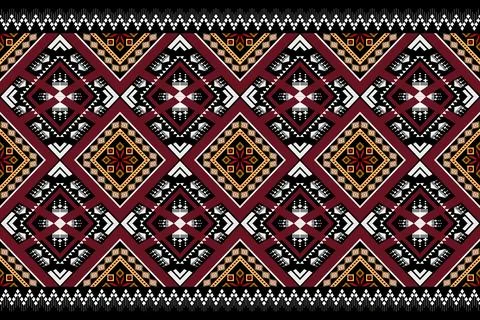 Ethnic pattern seamless geometric,Aztec embroidery border seamless patterns Illustrazione stock