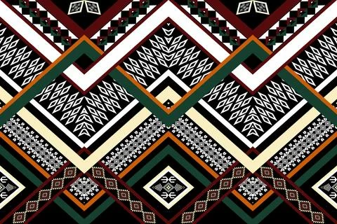 Ethnic pattern seamless geometric,Aztec embroidery border seamless patterns Illustrazione stock