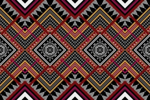 Ethnic pattern seamless geometric,Aztec embroidery border seamless patterns Stock Illustration