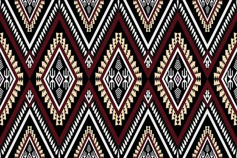 Ethnic pattern seamless geometric,Aztec embroidery border seamless patterns Stock Illustration