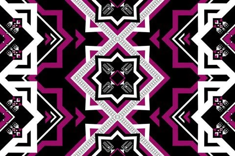 Ethnic pattern seamless geometric,Aztec embroidery border seamless patterns Stock Illustration
