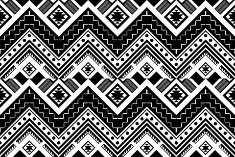 Ethnic pattern seamless geometric,Aztec embroidery border seamless patterns Stock Illustration