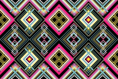 Ethnic pattern seamless geometric,Aztec embroidery border seamless patterns Stock Illustration