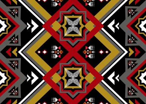 Ethnic pattern seamless geometric,Aztec embroidery border seamless patterns Illustrazione stock