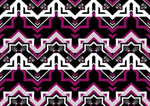 Ethnic pattern seamless geometric,Aztec embroidery border seamless patterns Illustrazione stock