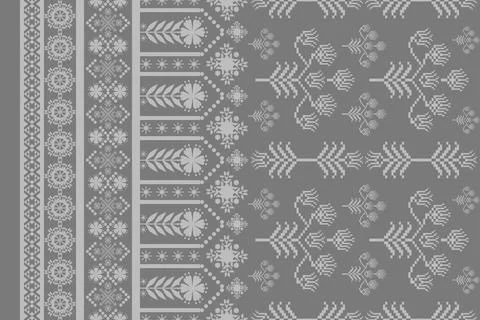 Ethnic pattern seamless geometric,Aztec embroidery border seamless patterns Illustrazione stock