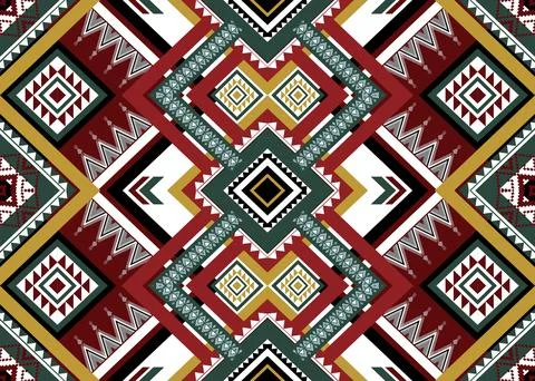 Ethnic pattern seamless geometric,Aztec embroidery border seamless patterns Stock Illustration