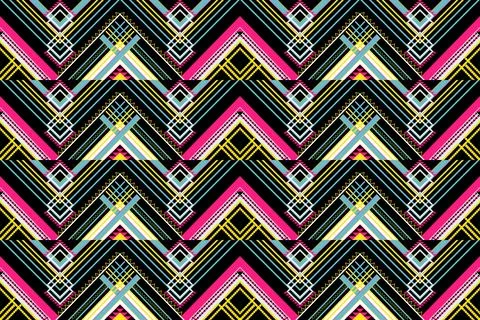 Ethnic pattern seamless geometric,Aztec embroidery border seamless patterns Stock Illustration
