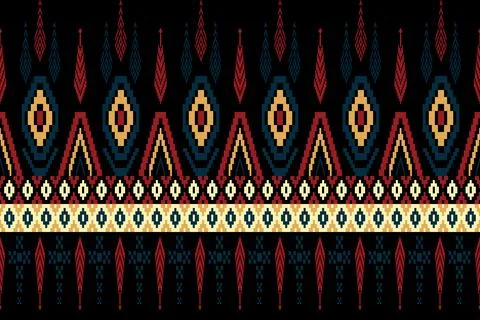 Ethnic pattern seamless geometric,Aztec embroidery border seamless patterns Illustrazione stock