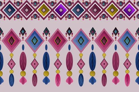 Ethnic pattern seamless geometric,Aztec embroidery border seamless patterns Stock Illustration