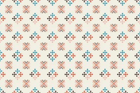 Ethnic pattern seamless pixel art for Fabric geometric ethnic pattern seamless Stock Illustration
