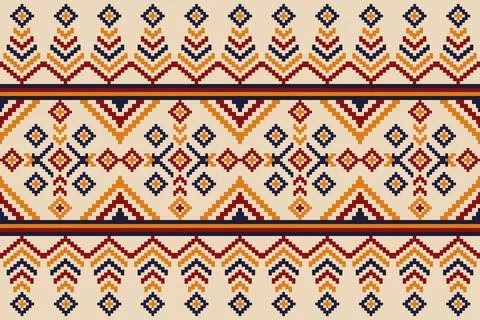 Ethnic pattern seamless pixel art for Fabric geometric ethnic pattern seamless Stock Illustration