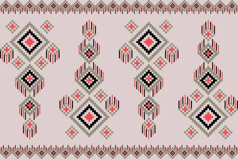 Ethnic pattern seamless pixel art for Fabric geometric ethnic pattern seamless Stock Illustration