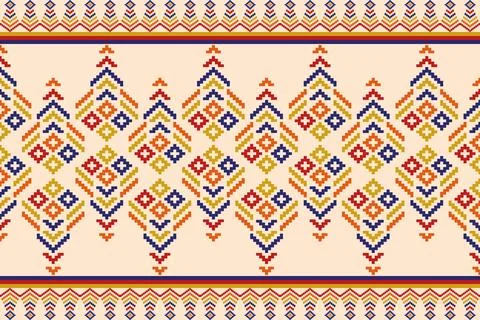 Ethnic pattern seamless pixel art for Fabric geometric ethnic pattern seamless Stock Illustration