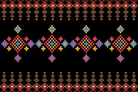 Ethnic pattern seamless pixel art for Fabric geometric ethnic pattern seamless Stock Illustration