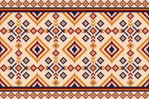 Ethnic pattern seamless pixel art for Fabric geometric ethnic pattern Stock Illustration