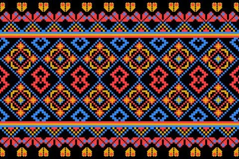 Ethnic pattern seamless pixel art for Fabric geometric ethnic pattern seamless Stock Illustration