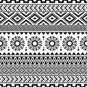 Ethnic pattern vector black white color Stock Illustration