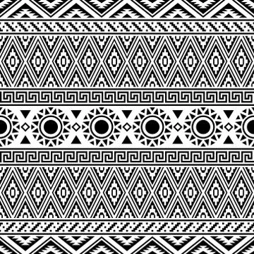 Ethnic pattern vector black white color Stock Illustration