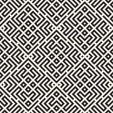 Ethnic pattern vector design. Seamless lattice background. Square repeating Illustrazione stock