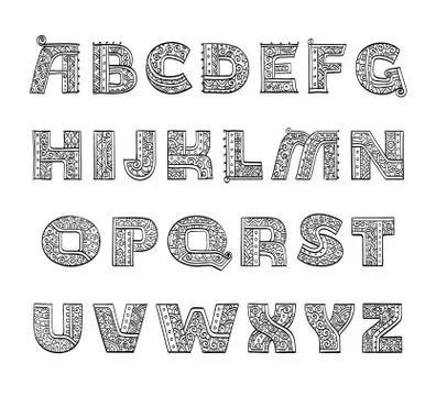 Ethnic patterned alphabet. Stock-Illustration