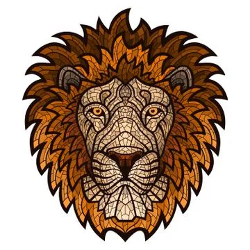 Ethnic patterned ornate head of Lion Stock Illustration