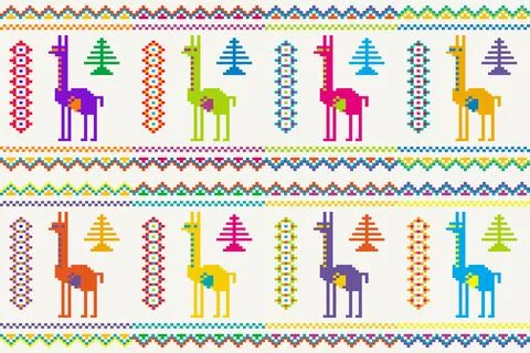 Ethnic peruvian pattern with llamas Stock Illustration