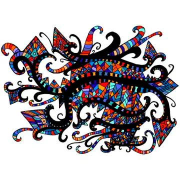 Ethnic, psychedelic, Boho pattern, isolated. Stock Illustration