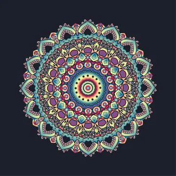 Ethnic Psychedelic Fractal Mandala Vector Meditation looks like Snowflake Stock Illustration